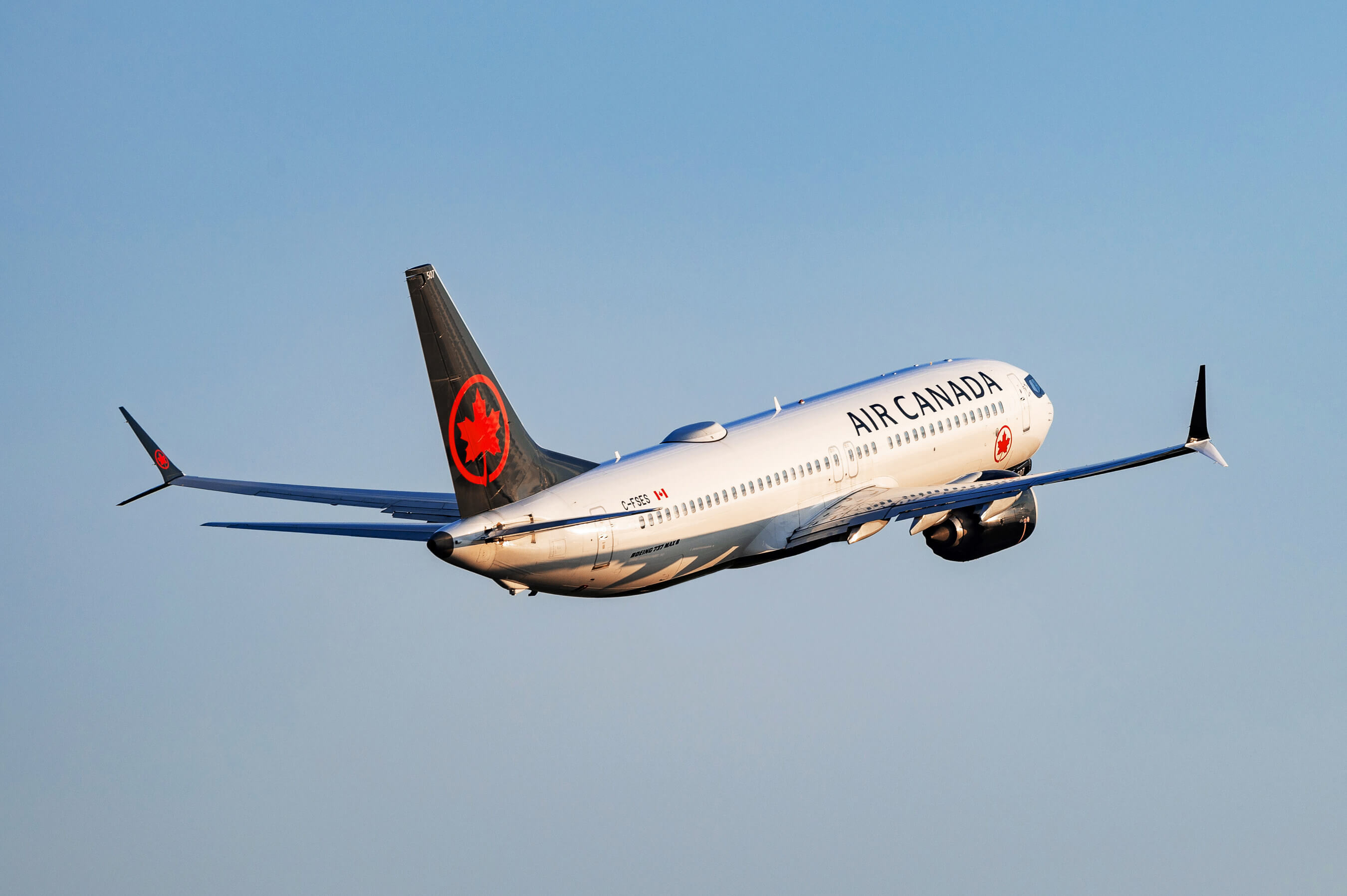 Air Canada plane in the air using free WiFi