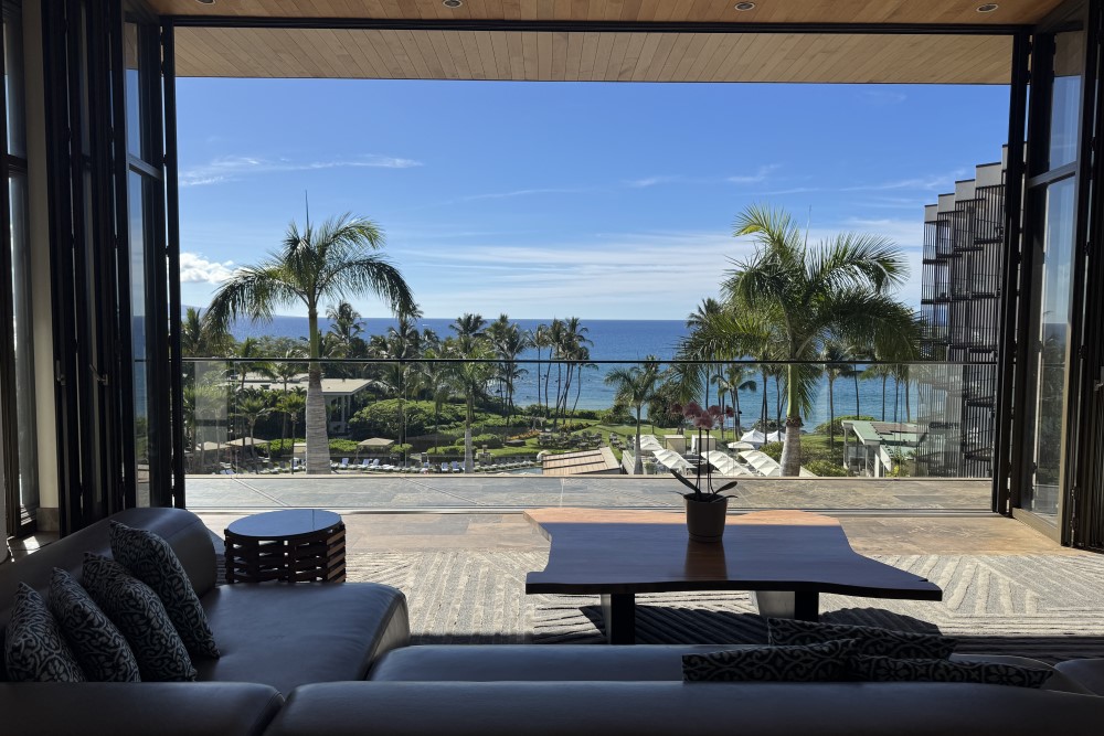 view from the lobby of the Andaz Maui at Wailea Resort in hawaii