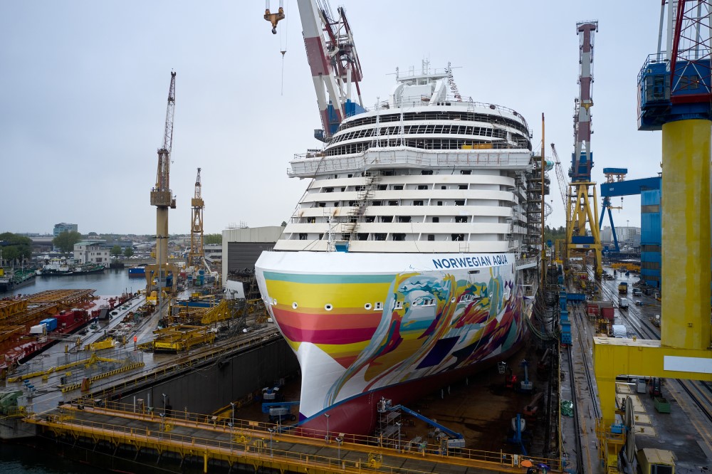 norwegian aqua cruise ship in the shipyard