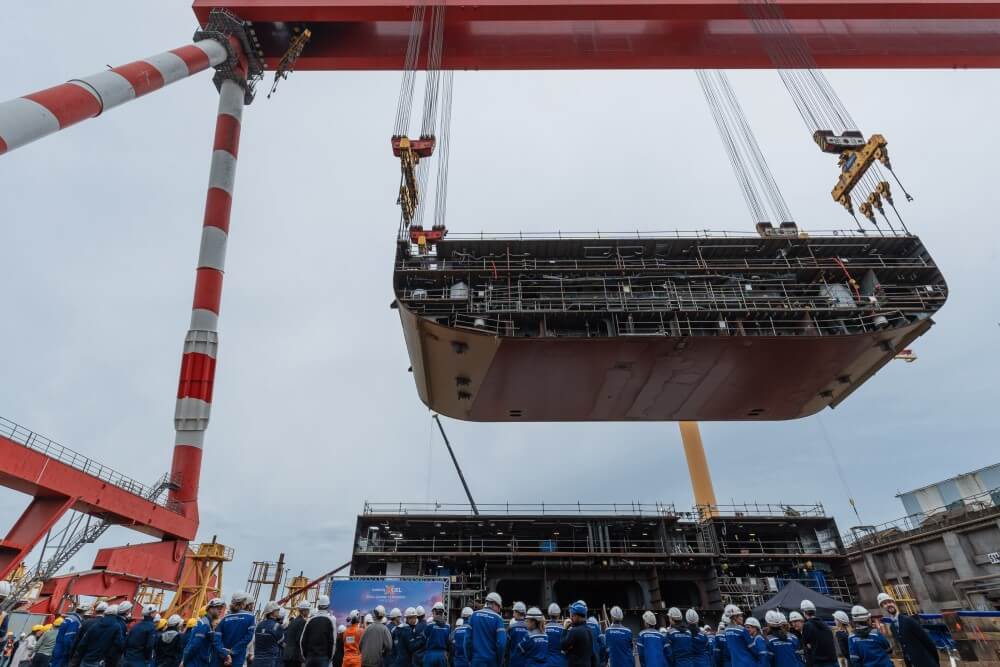 keel laying of the celebrity xcel cruise ship