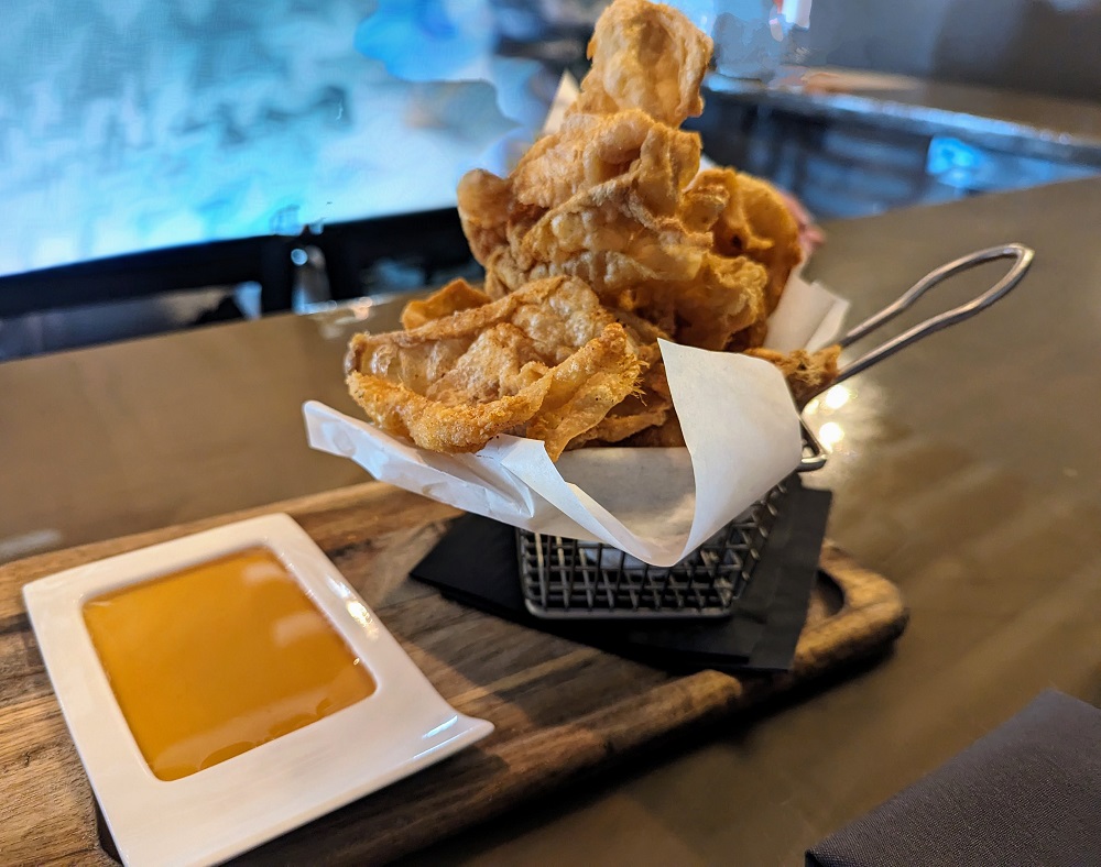 Crispy Chicken Skins with Smoked Honey at Carson Kitchen las Vegas 