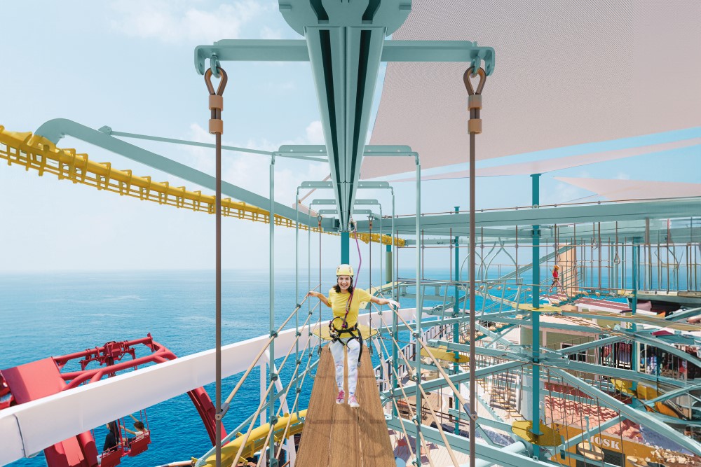 high trail ropes course onboard msc world america cruise ship