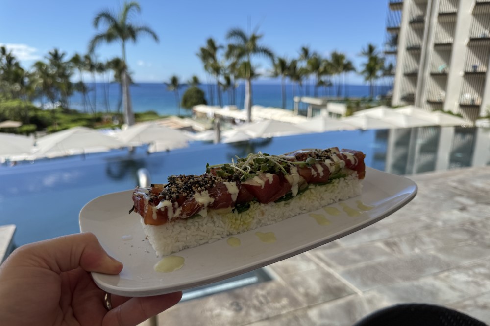 a poke dish at lehua lounge at Andaz Maui at Wailea Resort