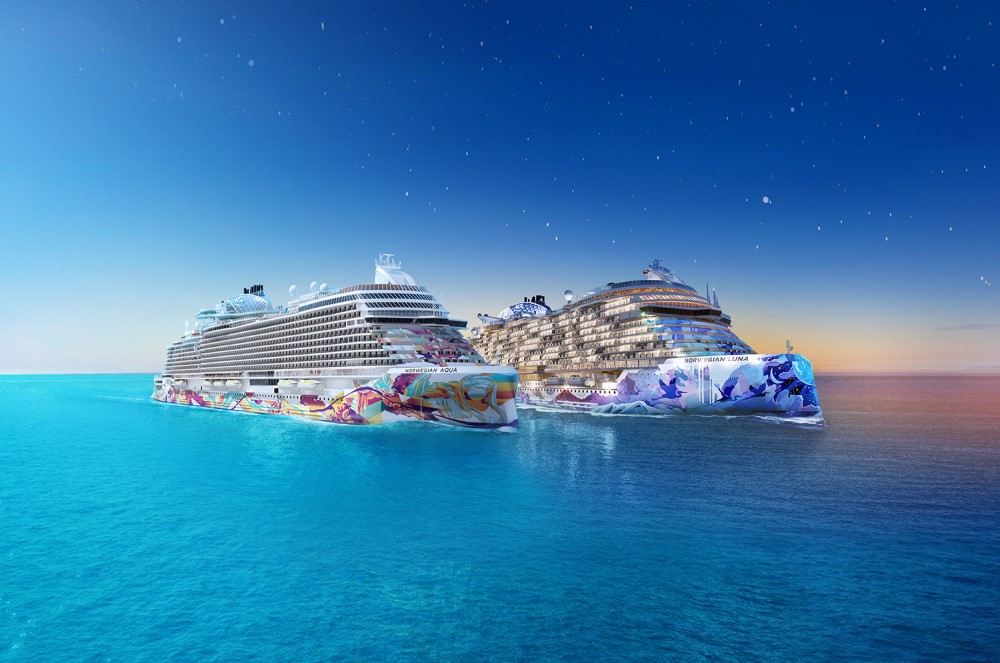 renderings of norwegian aqua and norwegian luna cruise ships