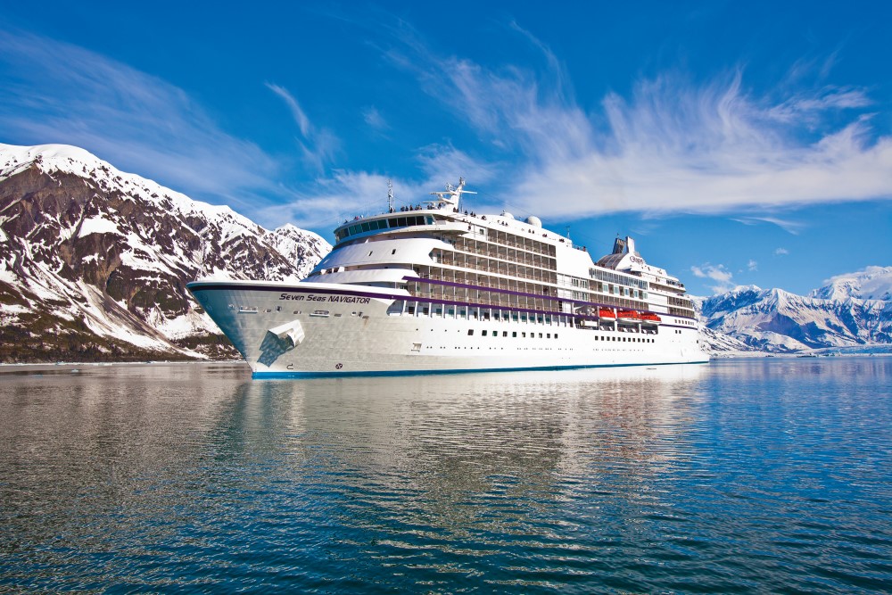 Regent Seven Seas Navigator cruise ship in Alaskan waters