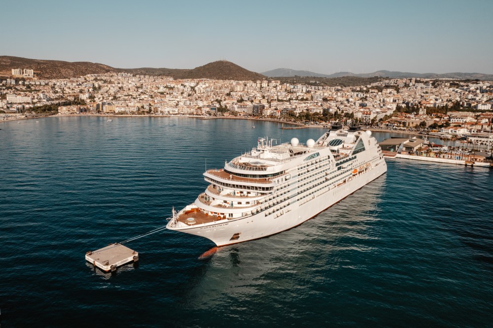 Seabourn Encore cruise ship docked at Kusadasi Turkey