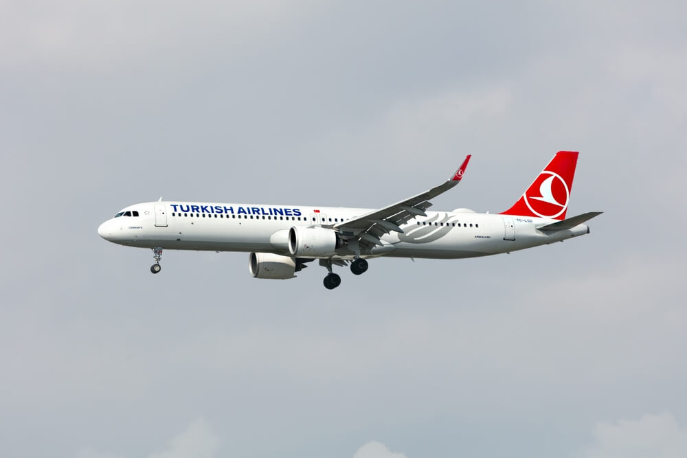 Turkish Airlines plane flying