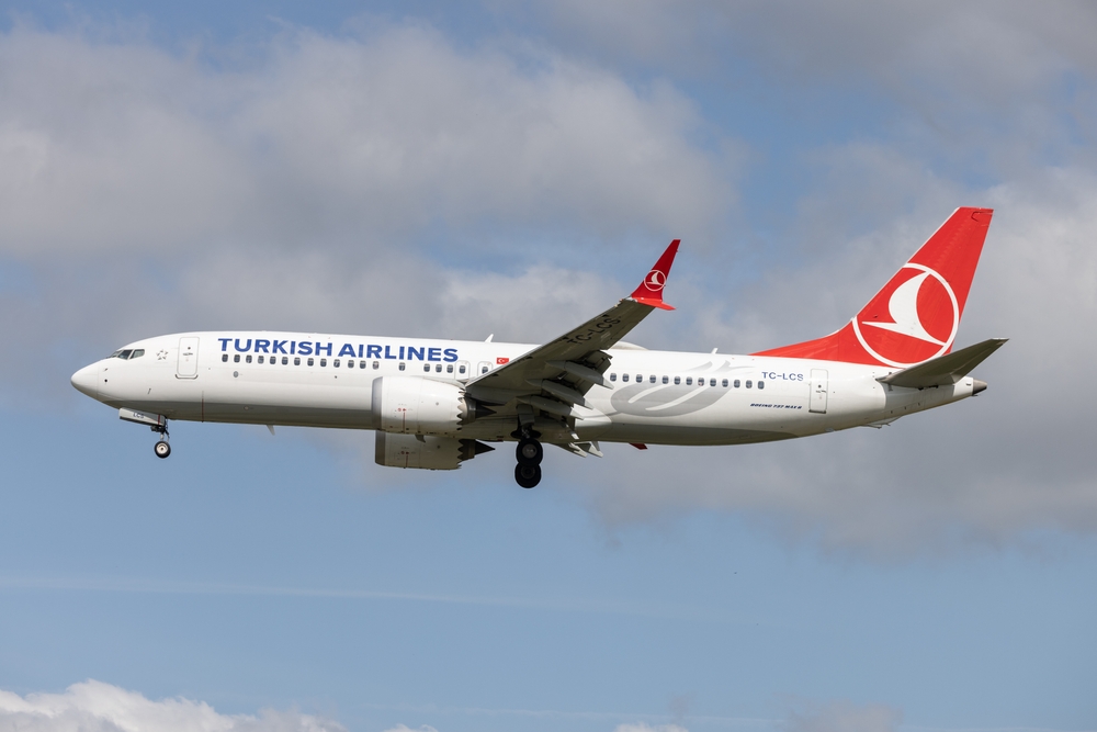 Turkish Airlines plane flying