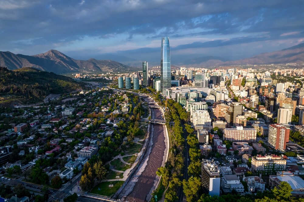 santiago, chile aerial view