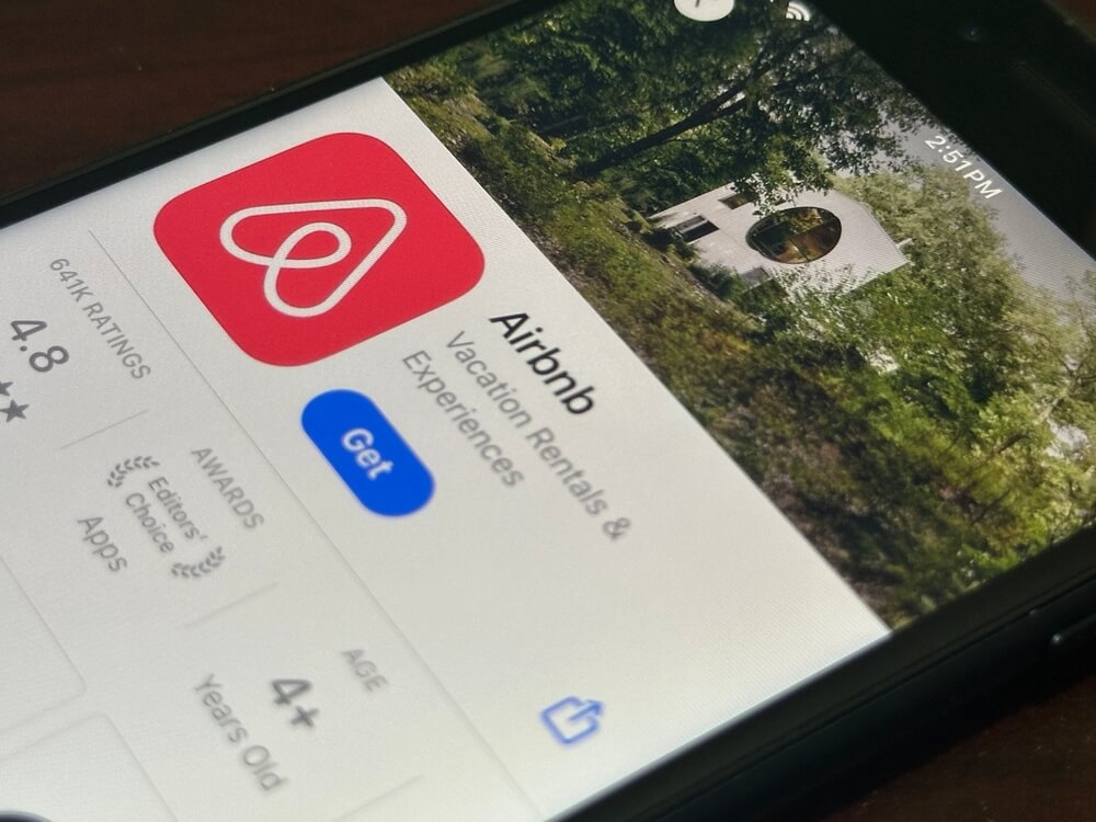 Airbnb app on phone