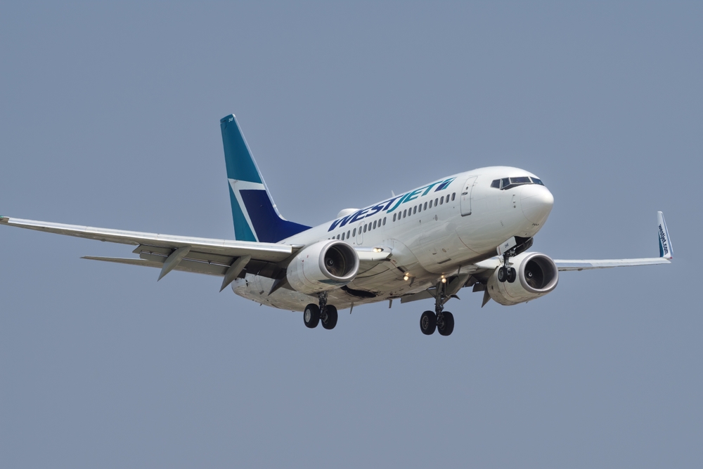 WestJet Boeing 737 flying in the air