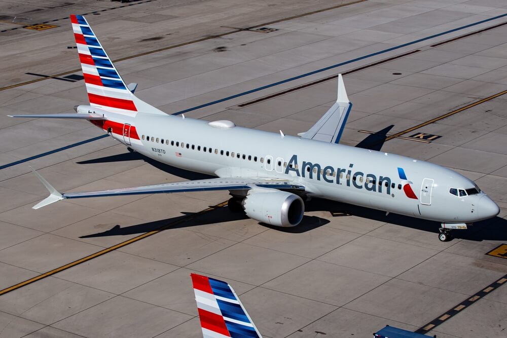 American Airlines plane on runway