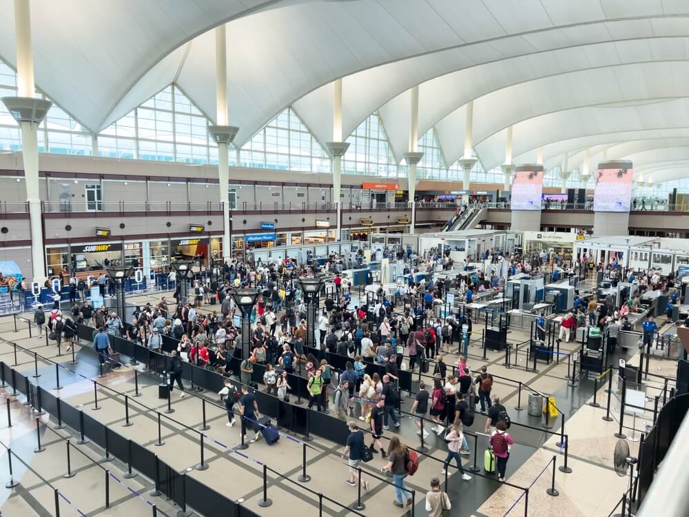 Passengers waiting at Airport Security