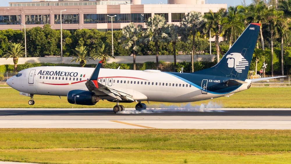 Aeromexico plane on runway in Miami