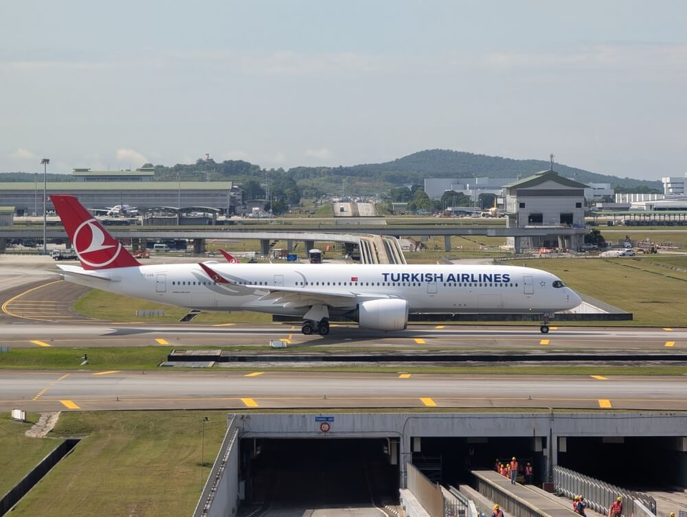 Turkish Airlines plane on runway