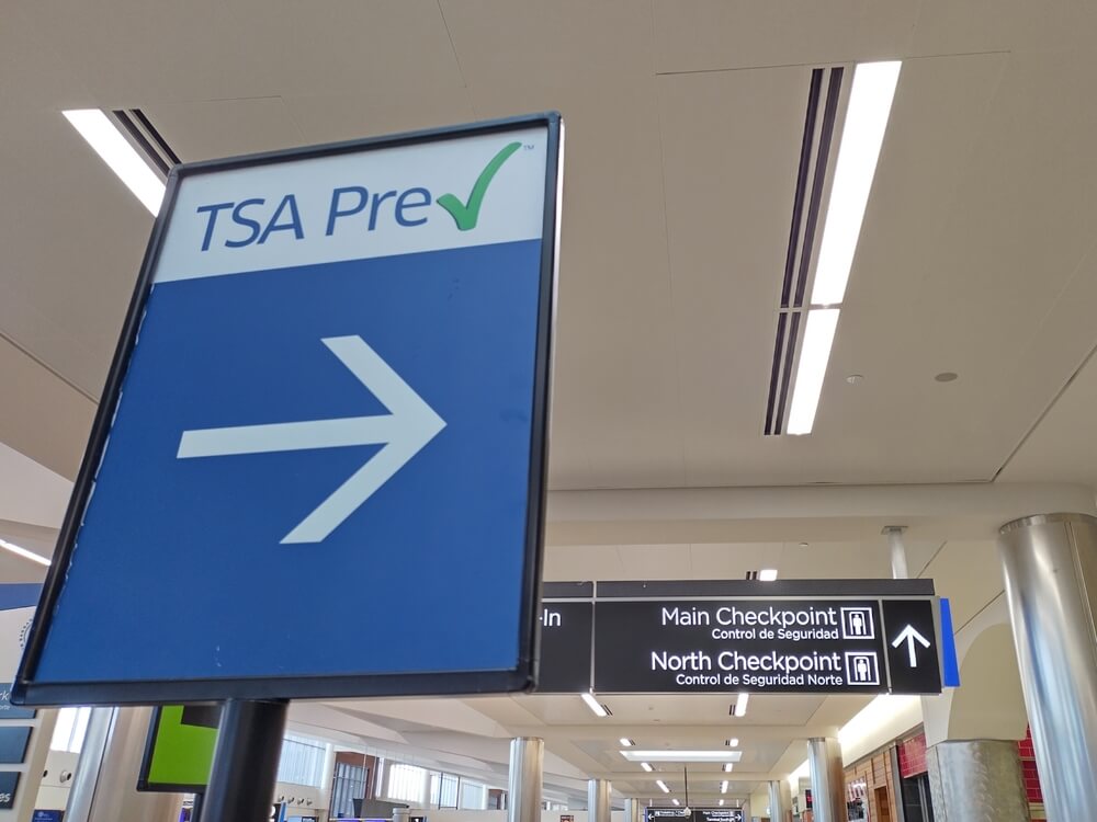 TSA PreCheck sign at an airport