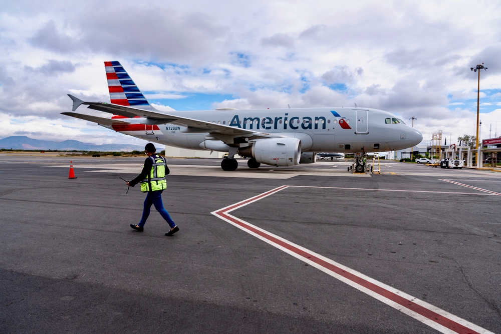 American Airlines plane on runway