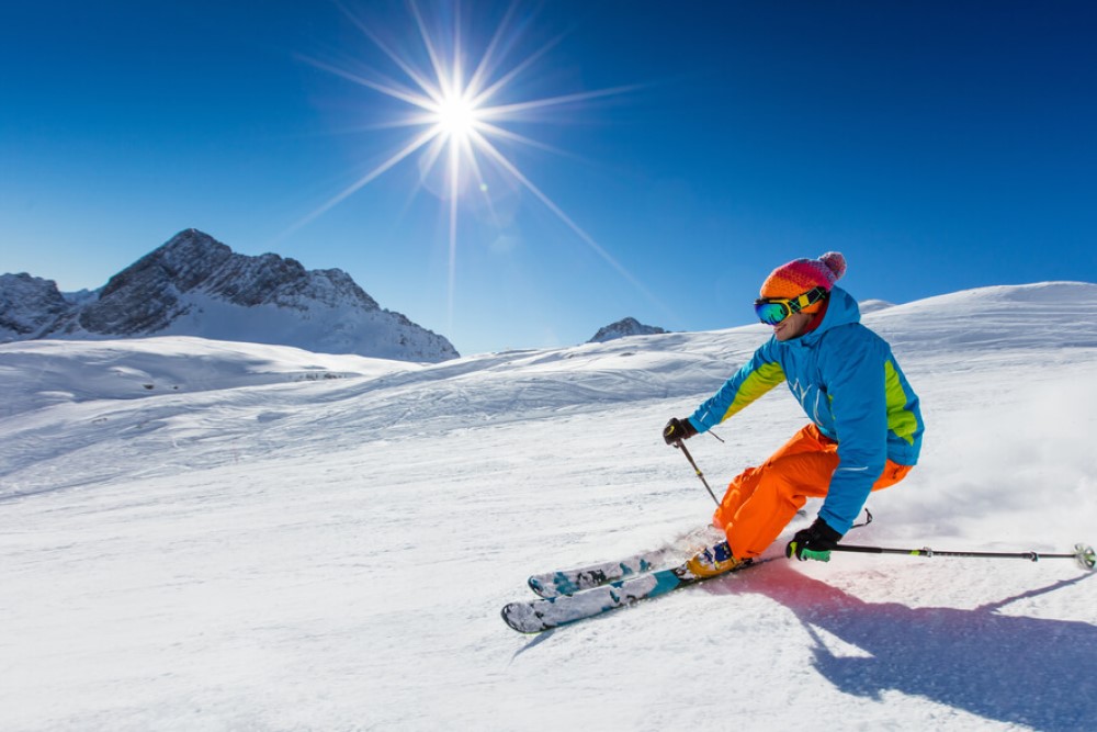 person skiing in the mountains