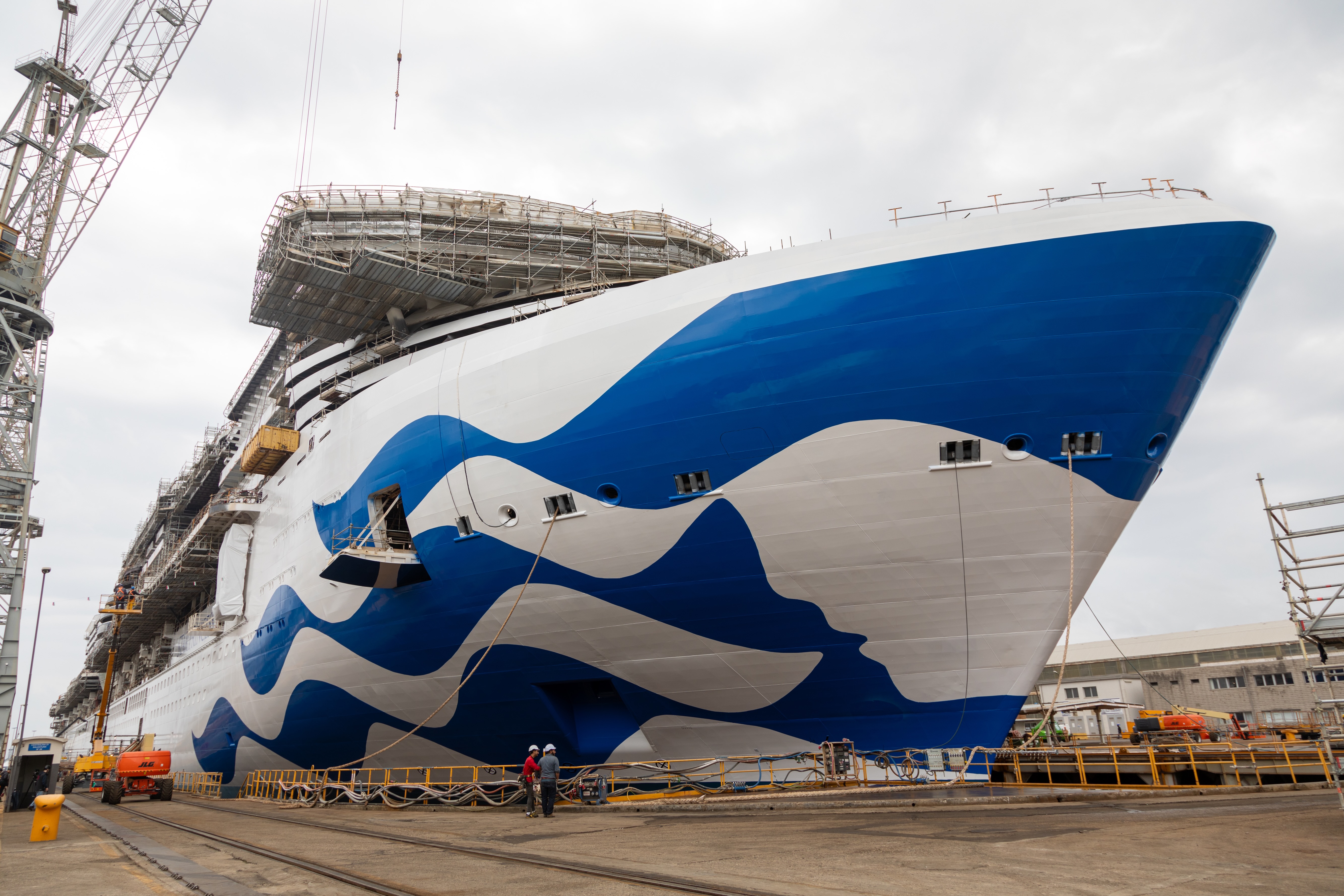 star princess cruise ship under construction at the shipyard