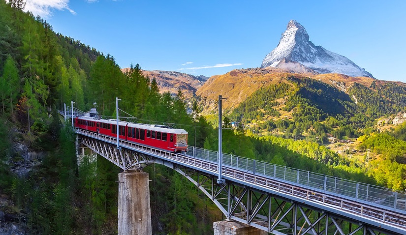 Swiss train journey from Globus