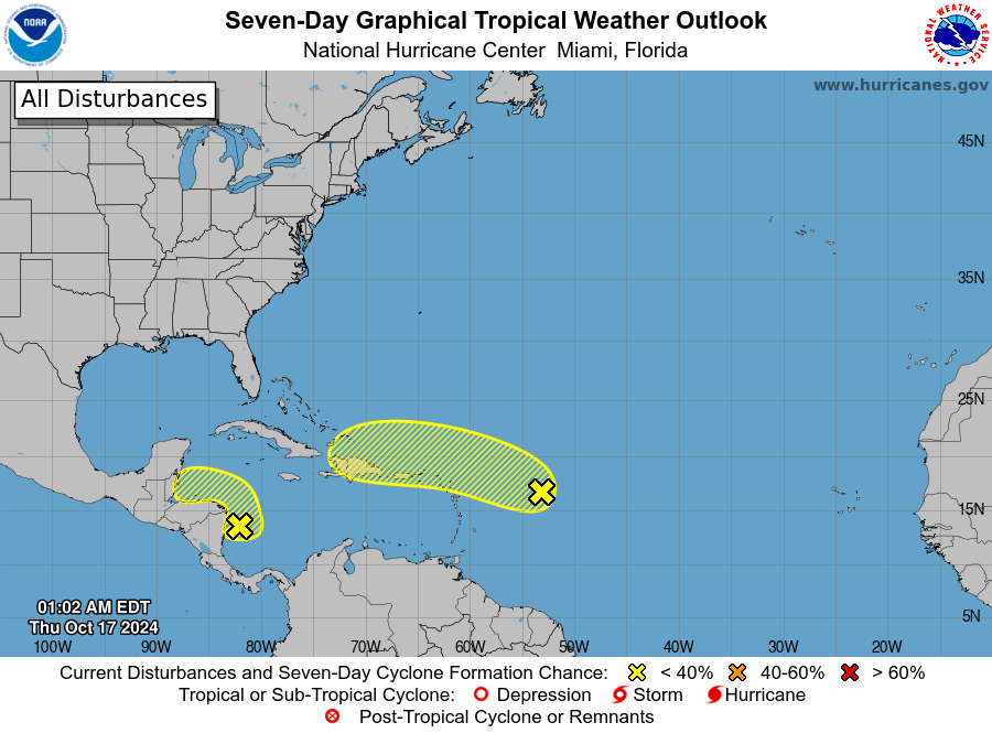 National Hurricane center storm forecast October 17